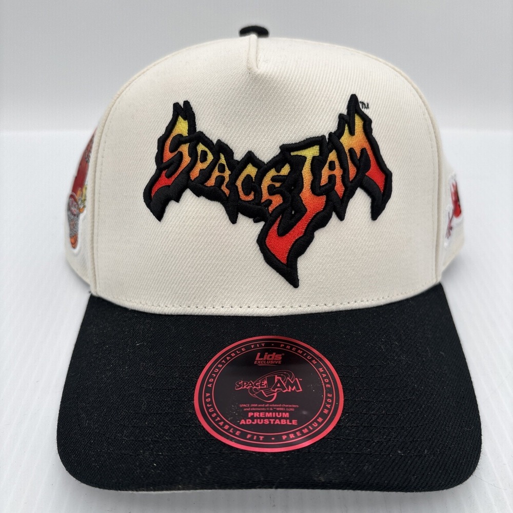 Space Jam Retro A-Frame Snapback Hat Lids Exclusive Cream Black 1996 Cap OSFM